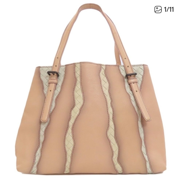 Bottega Veneta Handbags - Bottega Veneta Pink and Cream Tote Bag